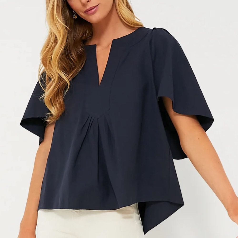 Pomander Place • Tuckernuck • Navy Finley Flutter Sleeve Top in Navy Blue